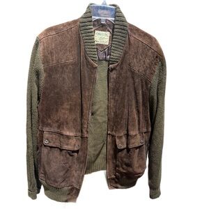 Men's oakton ltd Brown wool a d suede zip up Jacket Sz XL